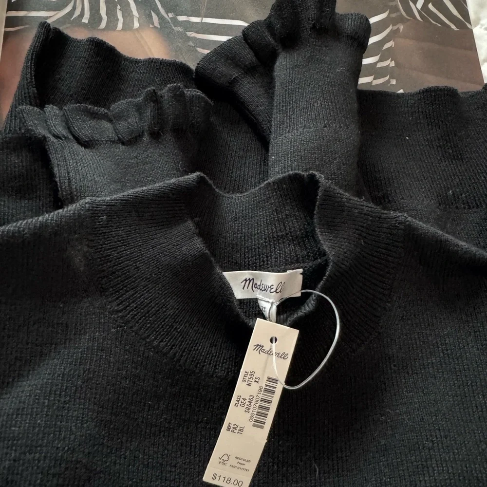 New - Madewell Alpaca-Blend Mockneck Puff Sleeve Sweater - Picture 4 of 7